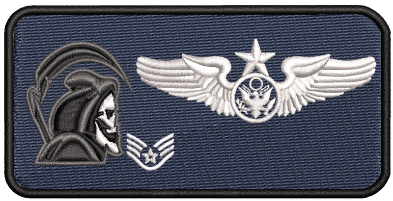 42d ATKS Enlisted Aircrew Friday Name Tags w/ Stripes - Reaper Patches