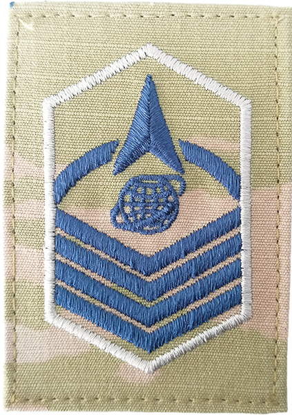 E-7  Master Sergeant - U.S. SPACE FORCE OCP RANK -- W/HOOK BACKING