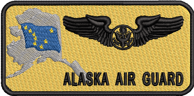 Standard Name Tag - Alaska Air National Guard W/ Leather Backing - Reaper Patches