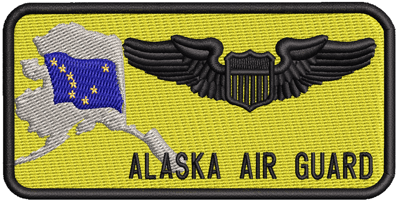 Standard Name Tag - Alaska Air National Guard W/ Leather Backing - Reaper Patches
