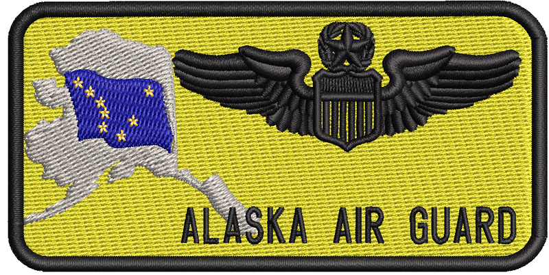 Standard Name Tag - Alaska Air National Guard W/ Leather Backing - Reaper Patches