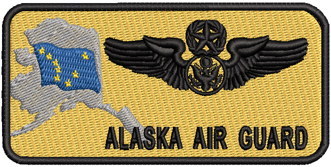 Standard Name Tag - Alaska Air National Guard W/ Leather Backing - Reaper Patches
