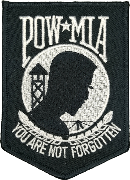 Prisoner Of War (POW) and Missing In Action (MIA) Patch Black Large - SEW ON PATCH
