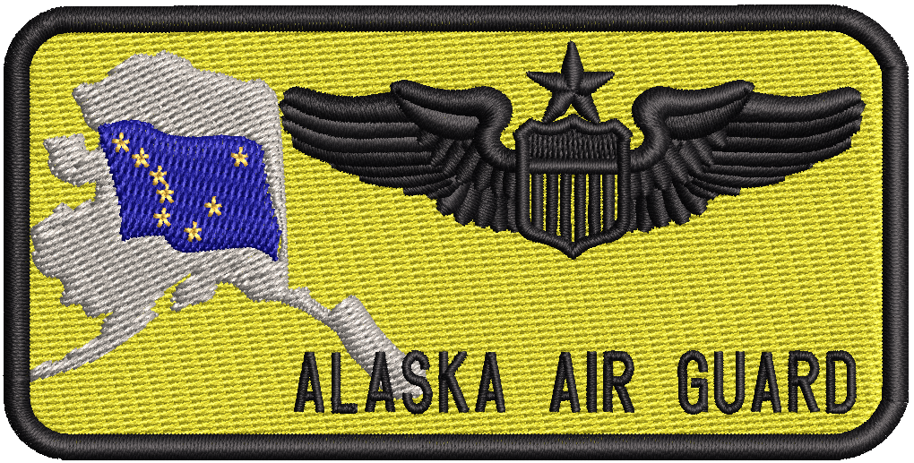 Standard Name Tag - Alaska Air National Guard W/ Leather Backing - Reaper Patches